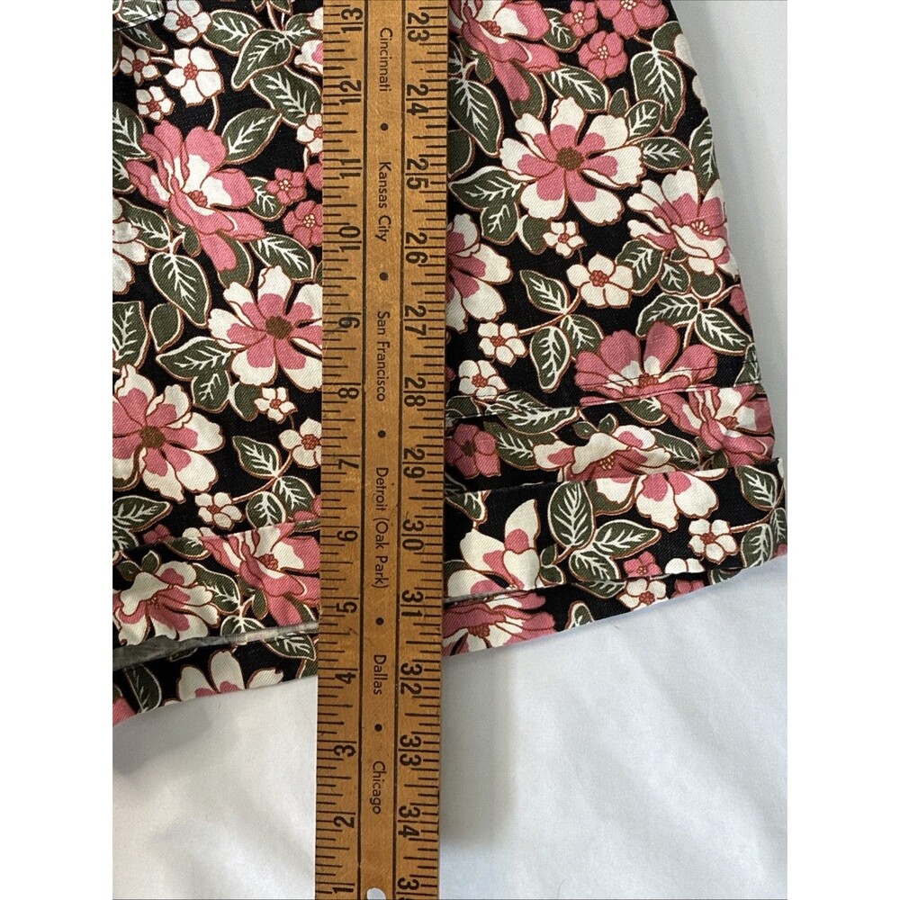 Outerknown Wander Linen & Cotton Romper Shorts Small Black Pink Floral Cottage - Picture 14 of 16